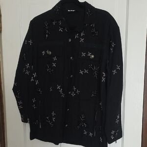 The Kooples Black Floral Embroidered Jacket
